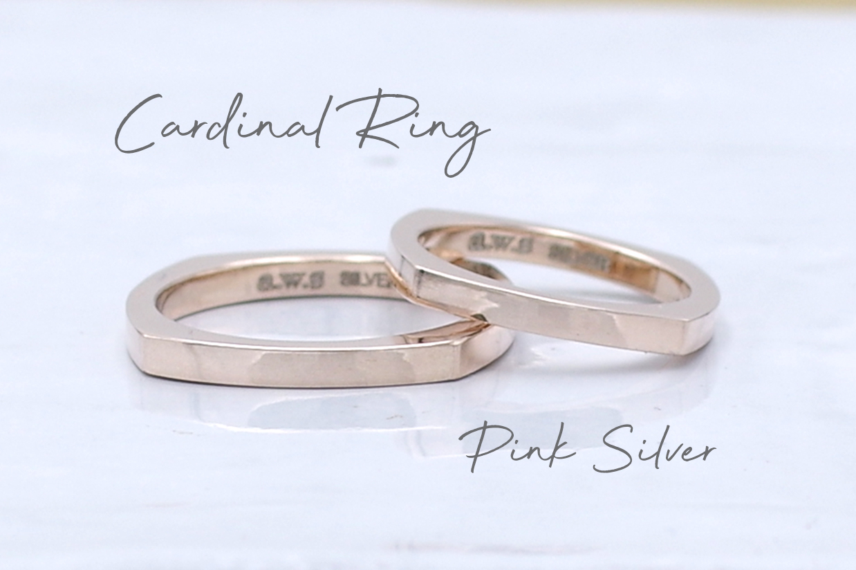 ピンクシルバーのカーディナルリング